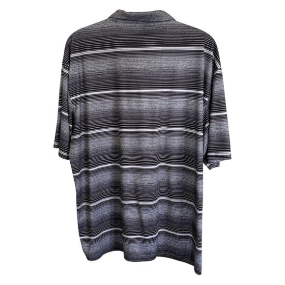 PGA Tour Men's Polo Shirt 3XLT Black/Gray Striped Short Sleeve Collared Golf - Picture 2 of 5